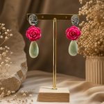 Load image into Gallery viewer, Aros Rosa Fucsia y Amazonitas. Colección Tutti Frutti