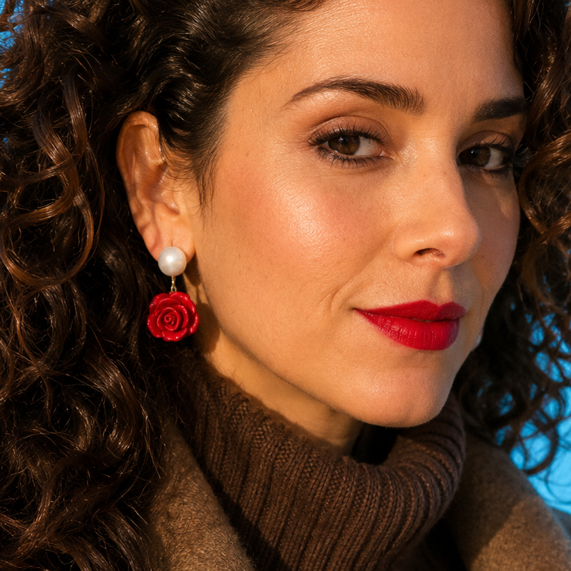 Aros Rosa con Semi Esfera de Plata