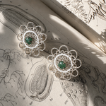 Load image into Gallery viewer, Aros esmeraldas y filigrana de plata 1. Lo vi lo amé lo traje Colombia