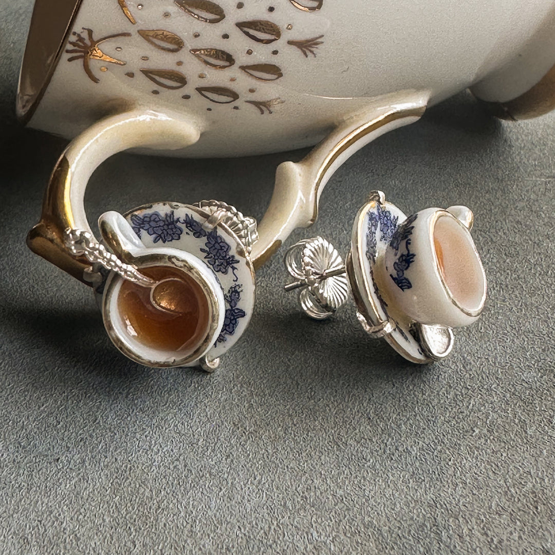 Aros Tacitas de Té en porcelana y plata 2