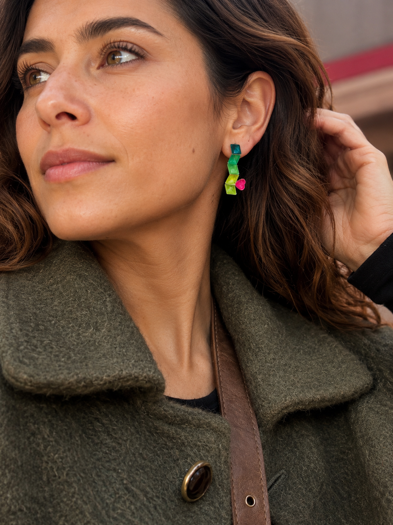 Aros Cactus Cajitas de Plata
