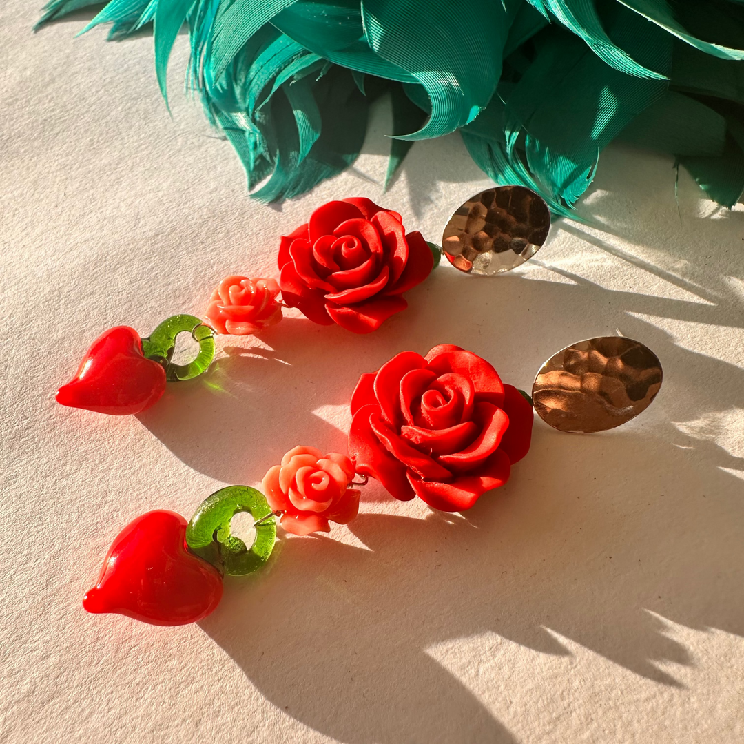 Aros Rosas Corazón Tutti Frutti Plata