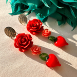 Load image into Gallery viewer, Aros Rosas Corazón Tutti Frutti Plata
