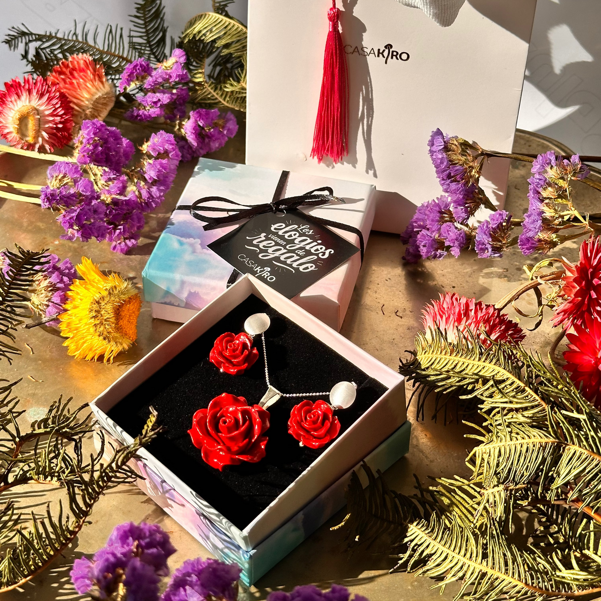 Conjunto Rosas Y Plata