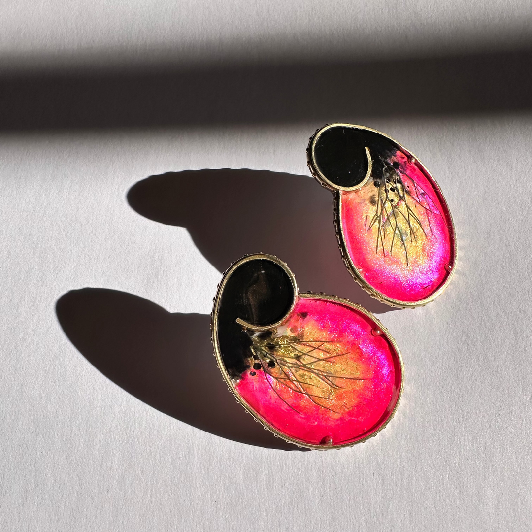 Aros Caracola Rosa Fuego. Colección Pacífica