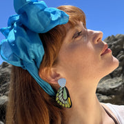 Aros Ilustración Mariposa Grande Ala de Pájaro con uñeta de plata