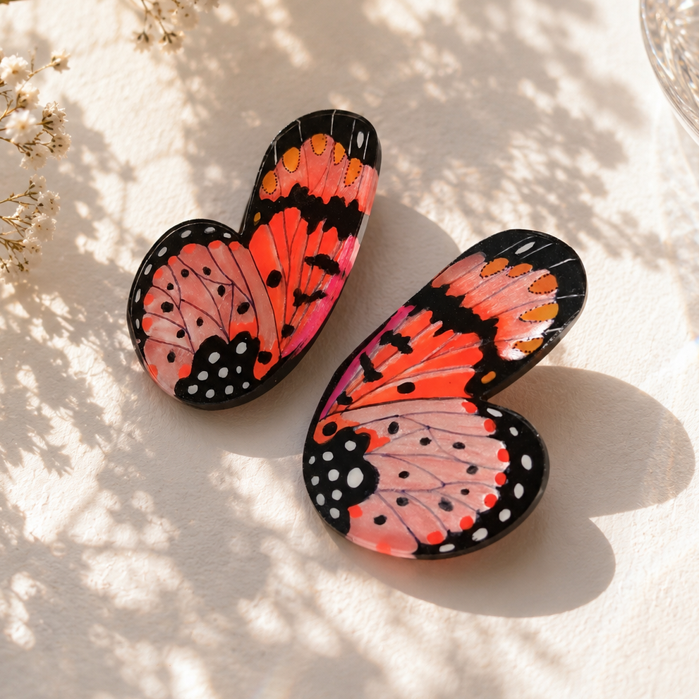 Aros Ilustración Media Mariposa Acraea XL con pin no