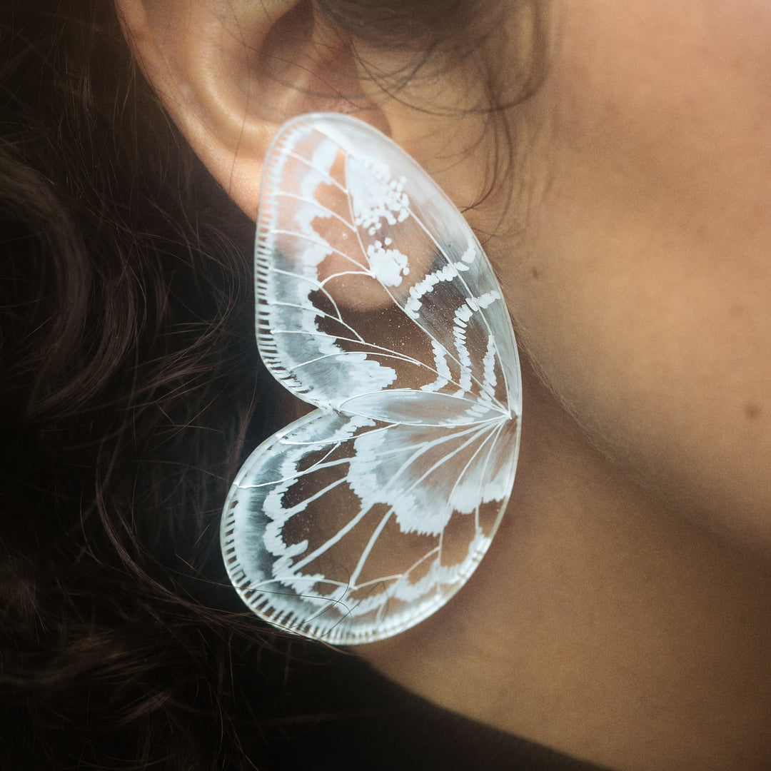 Aros Mariposa Encaje XL. 7.5cm