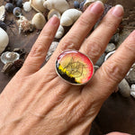 Load image into Gallery viewer, Silver Base Sunset Landscape Ring Adjustable

