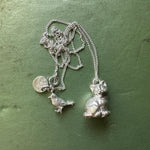 Load image into Gallery viewer, Silver cat bird necklace
