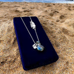 Load image into Gallery viewer, Faceted natural Labradorite perfume bottle and silver garden. Only