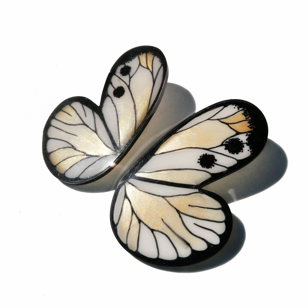 Half White Butterfly Illustration Hoops XL with pin