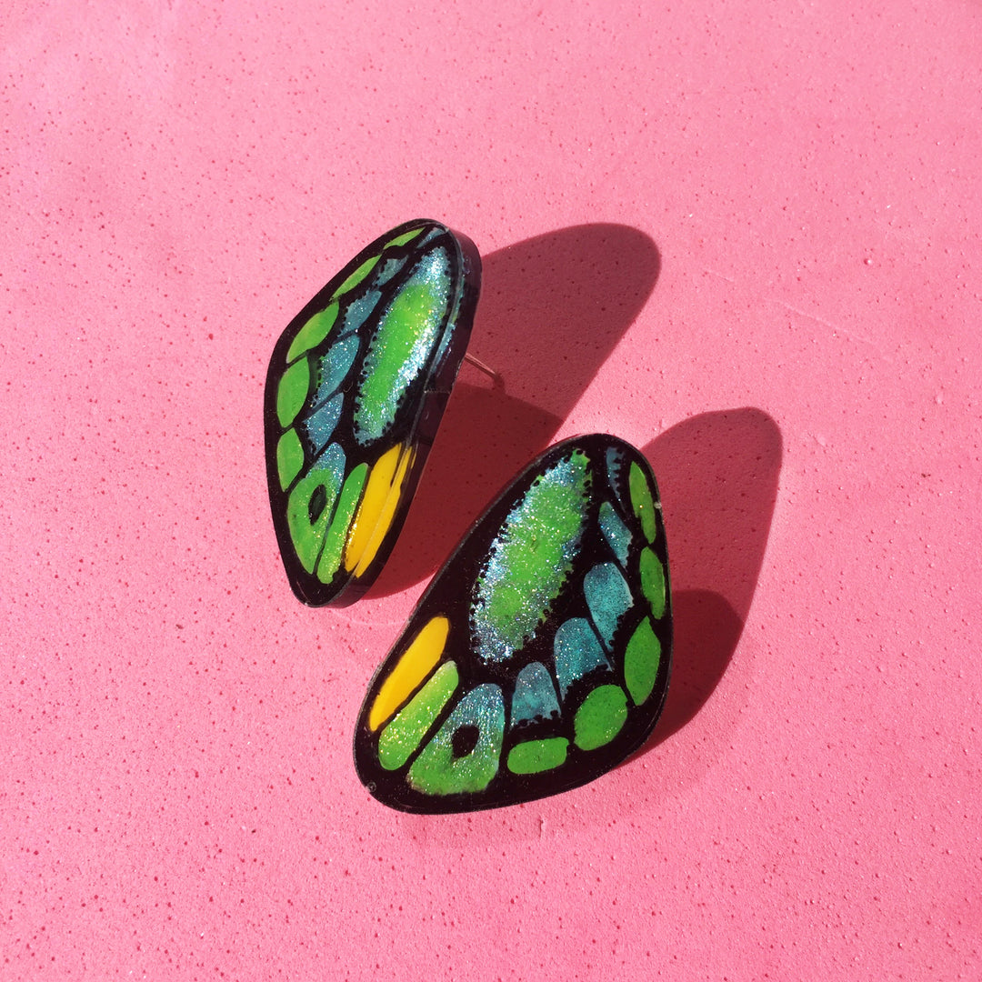 Mini Bird Wing Illustration Butterfly Earrings with pin