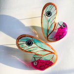Load image into Gallery viewer, Illustration Half Crystal Butterfly Hoops M
