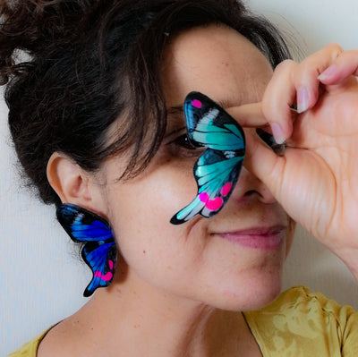 Aros Ilustración Media Mariposa Periander Verde con Pin