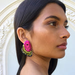 Load image into Gallery viewer, Hoops Illustration of Fuchsia and Green Butterfly Wings with Pin
