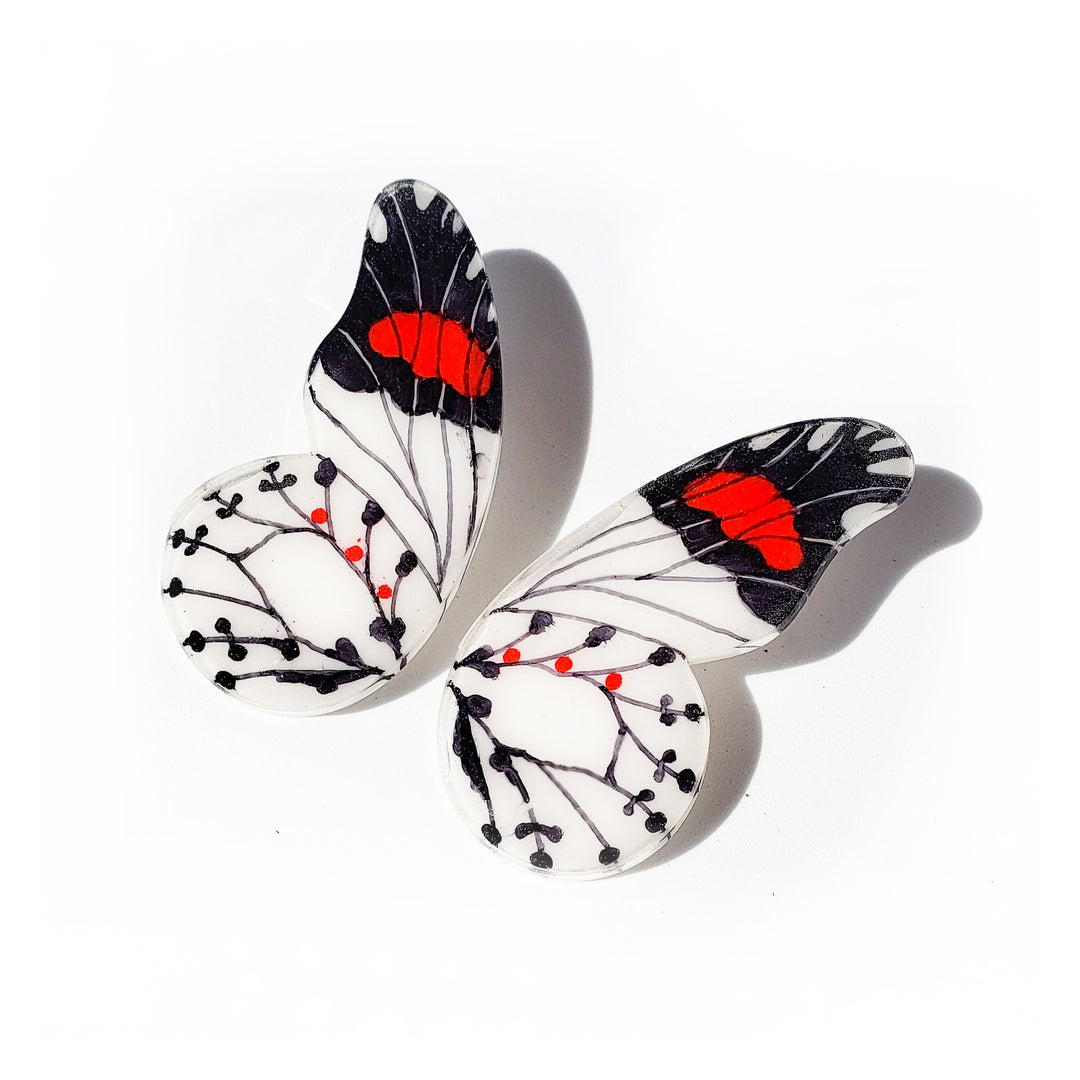 Eroessa M Half Illustration Butterfly Hoops with pin