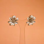 Load image into Gallery viewer, Silver Flower Hoops