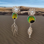 Load image into Gallery viewer, Turquoise Botanical Assembly Earrings. Silver and Folia Gold