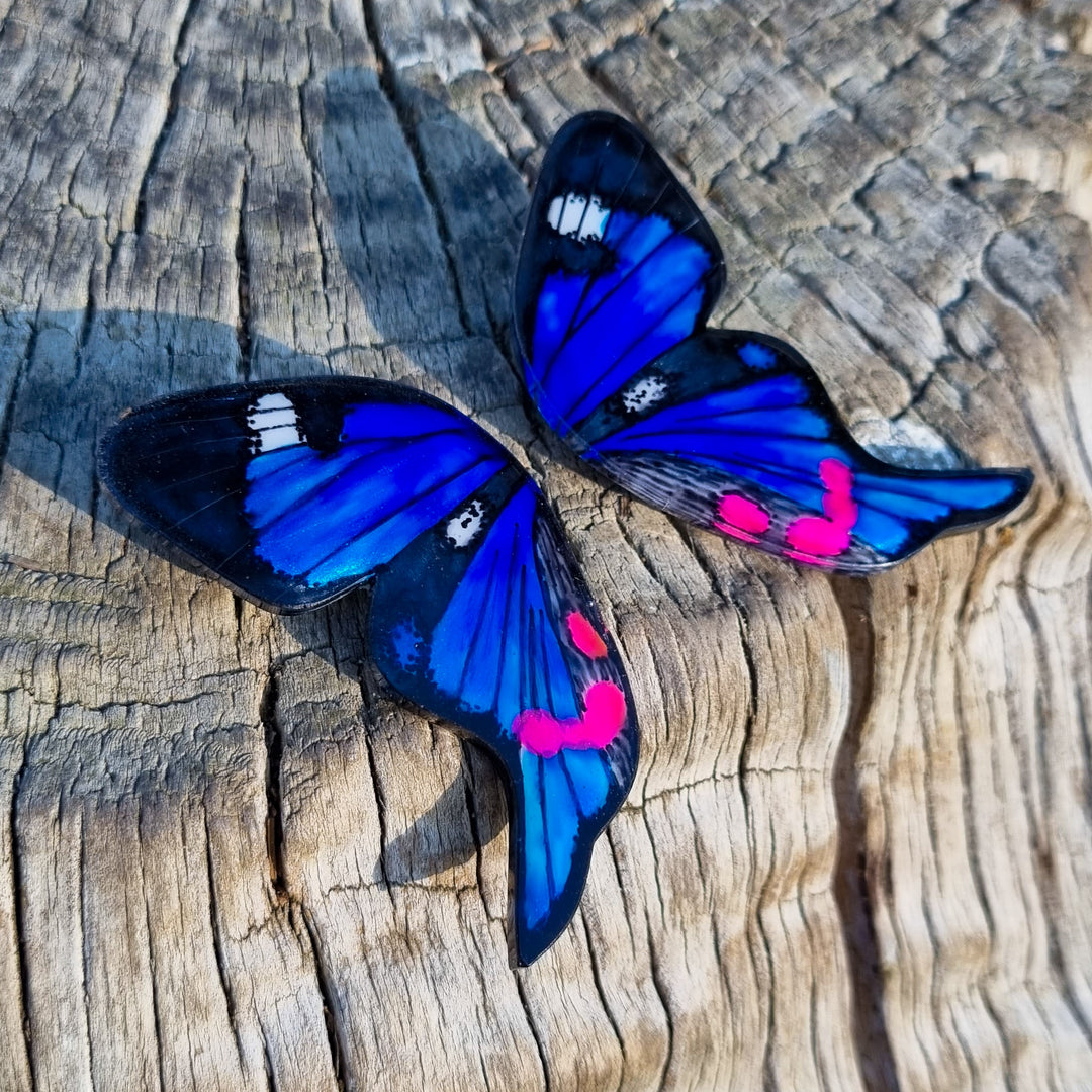 Aros Ilustración Media Mariposa Periander Azul con Pin
