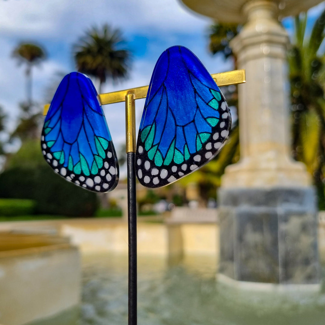 Aros Ilustración Alas Mariposa Morpho con pin