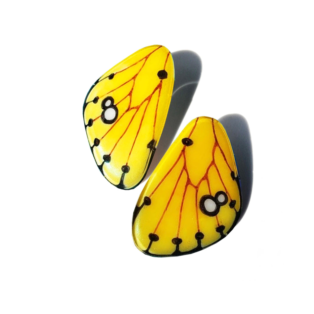 Aros Ilustración Alas Mariposa Amarilla con Pin – CasaKiro