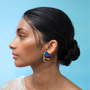 Aros Ilustración Mariposa Alita Euphaedra Morado Tornasol con palito plata