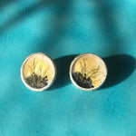 Load image into Gallery viewer, Gold Wetlands Earrings with Silver Edge and Pin