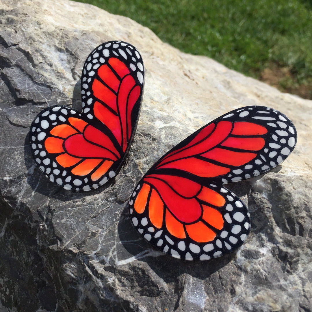 Aros ilustración Media Mariposa Monarca XL con pin