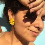Load image into Gallery viewer, Mini Yellow Wings Illustration Butterfly Earrings with pin