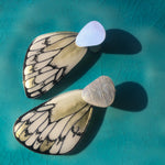 Load image into Gallery viewer, Tatochila Butterfly Wings Illustration Hoops with Silver Claw
